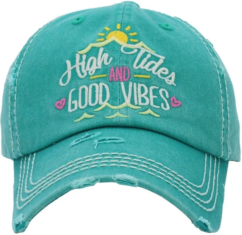 KBV1372 "High Tides and Good Vibes" Vintage Washed Baseball Cap