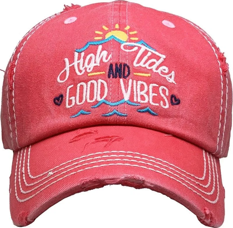 KBV1372 "High Tides and Good Vibes" Vintage Washed Baseball Cap