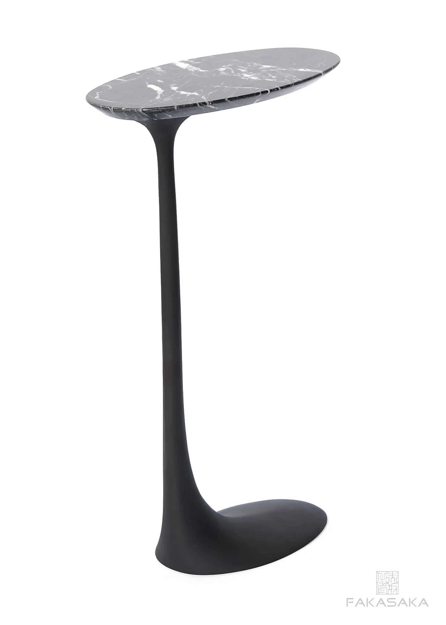 KEITH DRINK TABLE<br><br>NERO MARQUINA MARBLE<br>DARK TEXTURED BRONZE