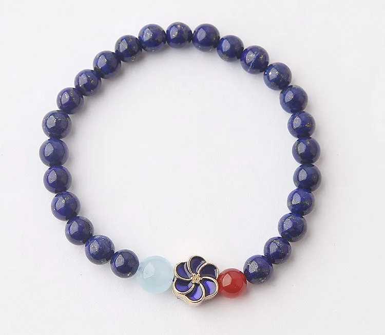 Lapis Lazuli Beaded Bracelets December Birthstone Gemstone Jewelry Accessories for Women