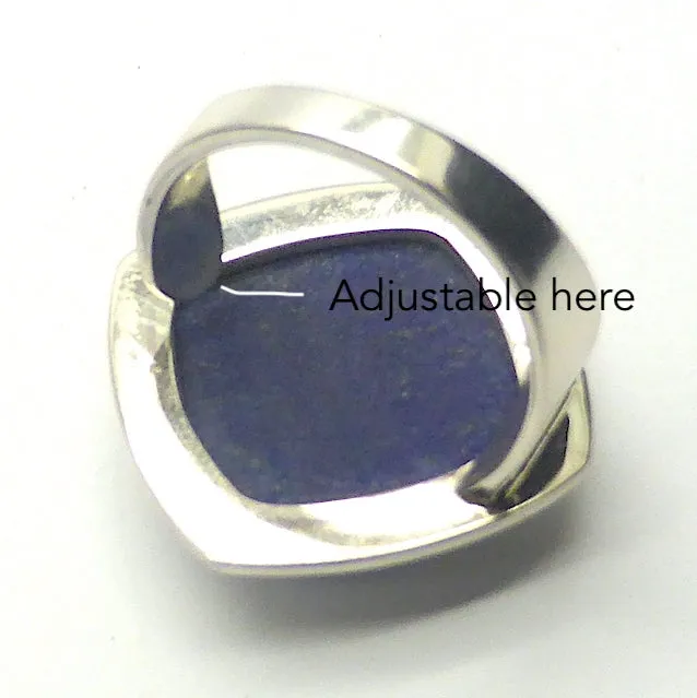 Lapis Lazuli Ring, Square Cabochon, 925 Silver kt1