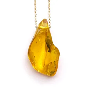 Large Genuine Natural Baltic Amber Necklace #L103 - 16 Kt Gold plated chain necklace Handmade Jewelry - Great gift