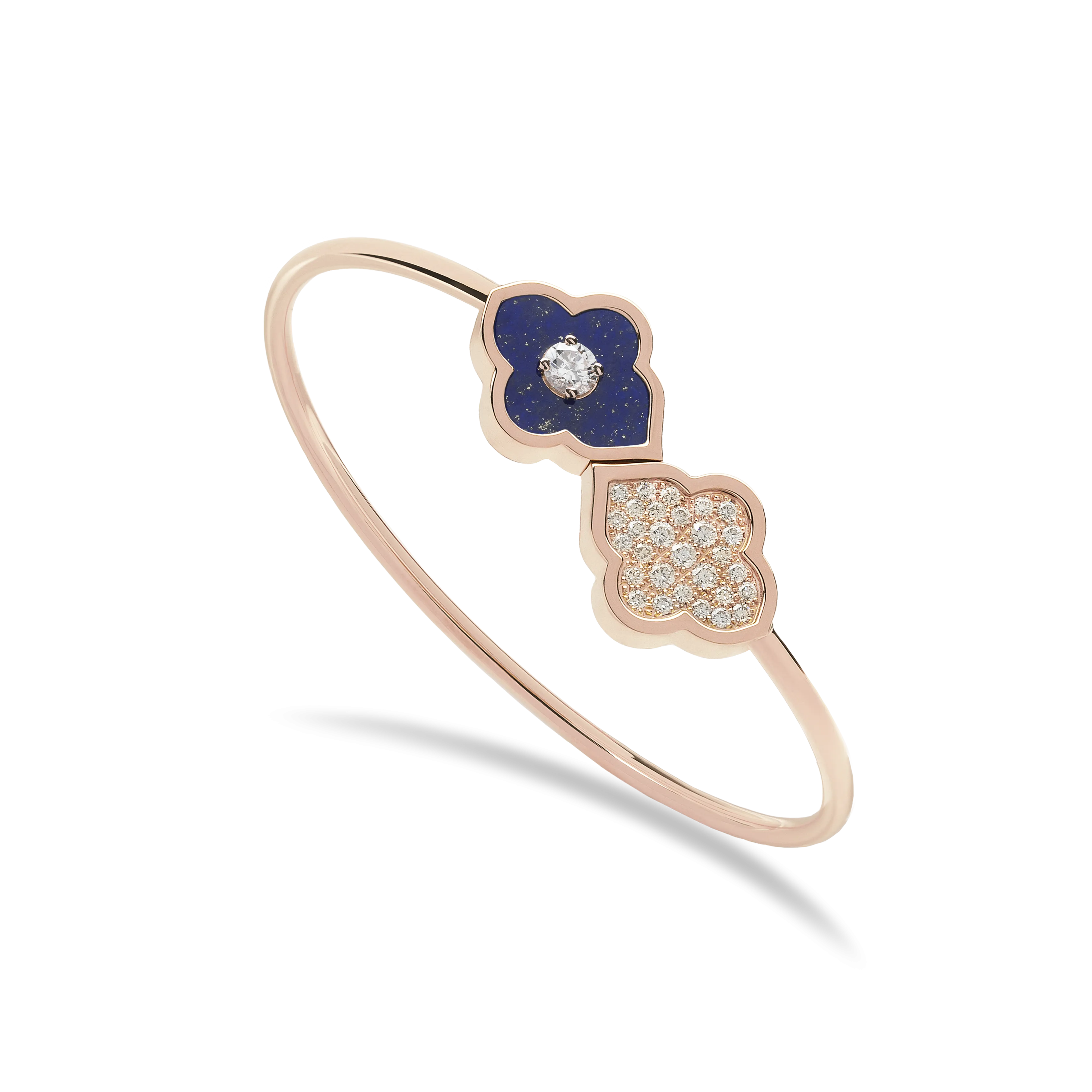 LUCE COLOUR - BRACELET FLEX TOI ET MOI ROSE GOLD PAVE LAPIS LAZULI & 1 DIAMOND