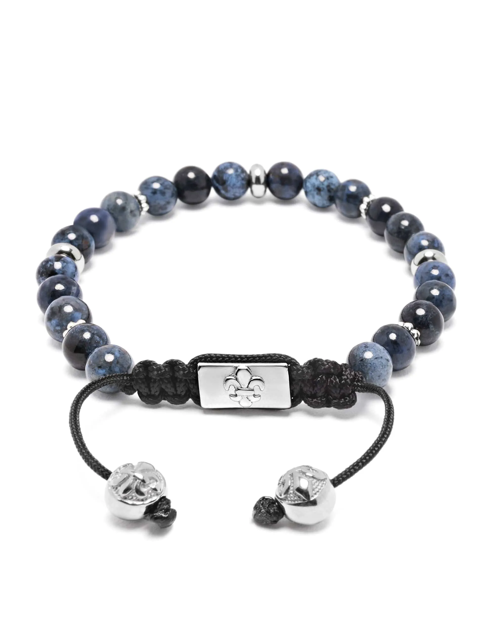 Men's Beaded Bracelet With Blue Dumortierite And Silver