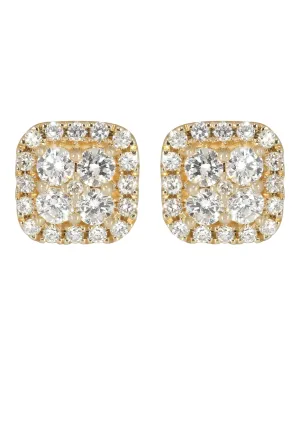 Mens Stud Diamond Earrings | 0.77 Carats 14K Yellow Gold