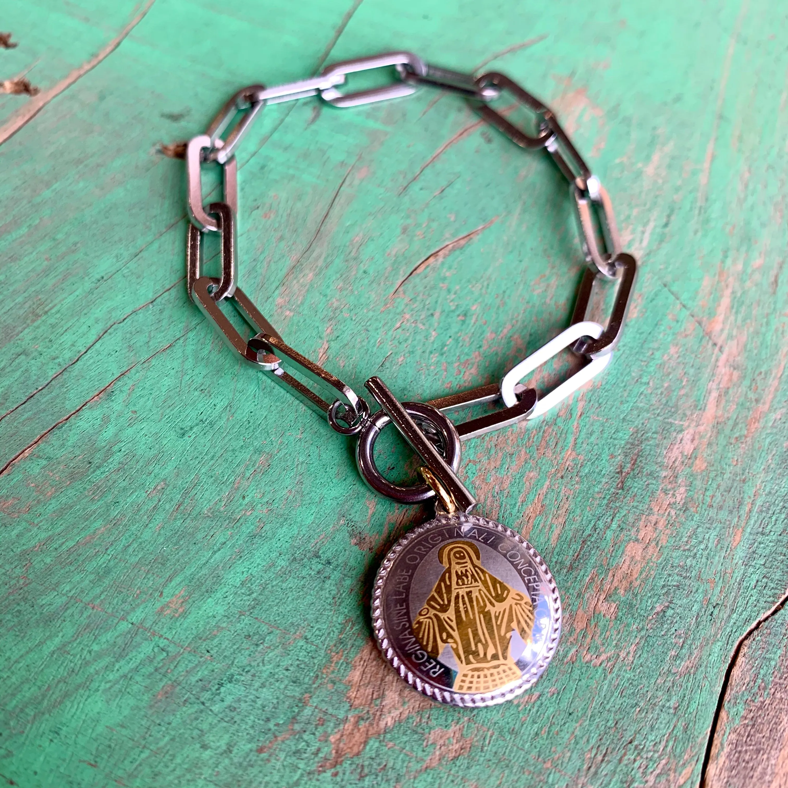 Miraculous Medal Paper Clip Bracelet