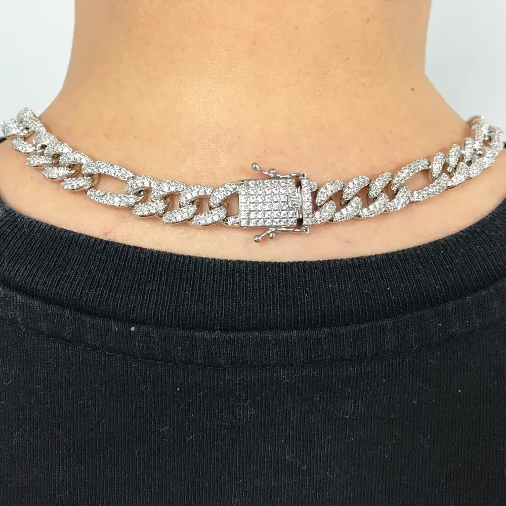 Moissanite Figaro Chain Iced Out .925 Sterling Silver