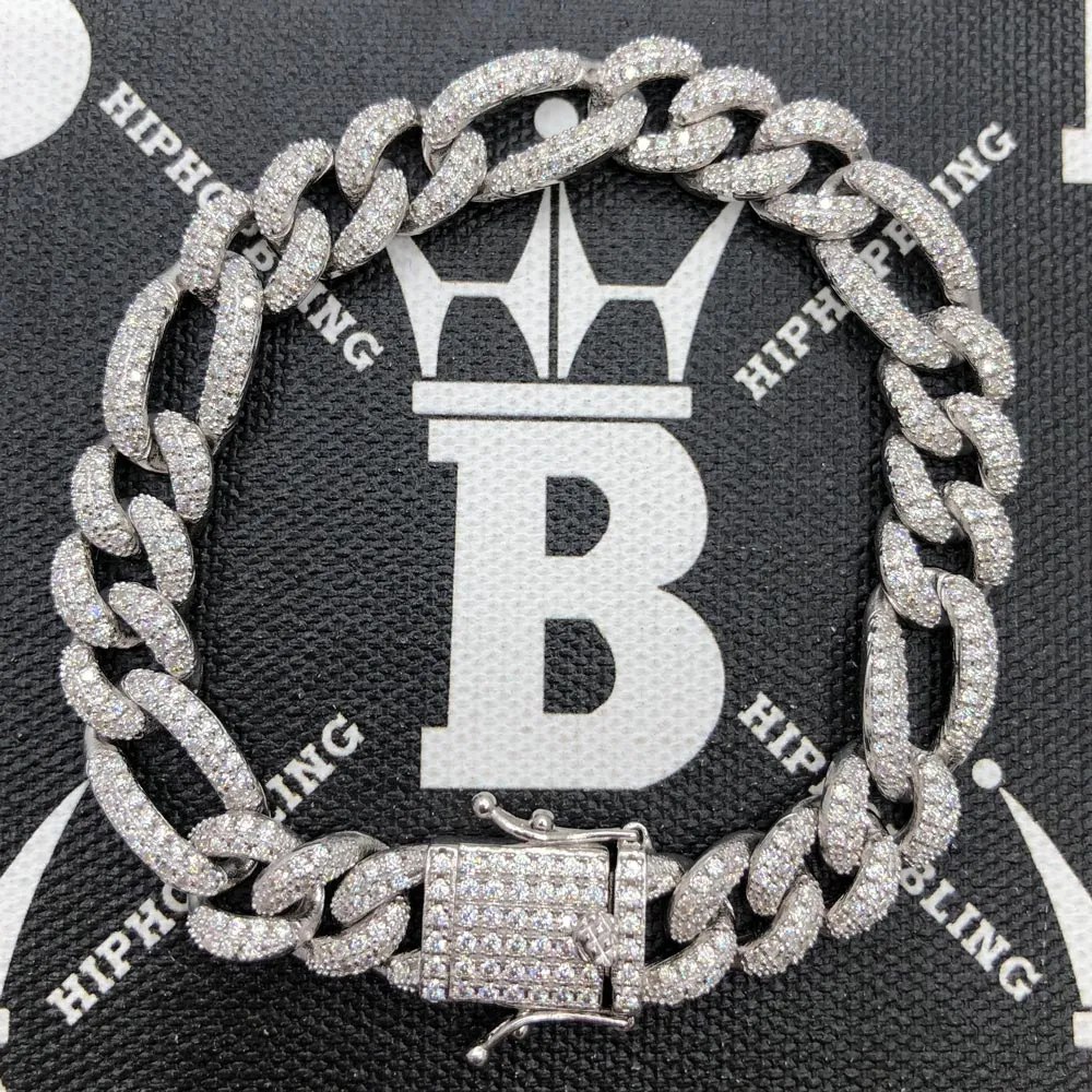 Moissanite Figaro Chain Iced Out .925 Sterling Silver