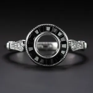 NATURAL ONYX DIAMOND ART DECO ENGAGEMENT RING SETTING VINTAGE STYLE TARGET