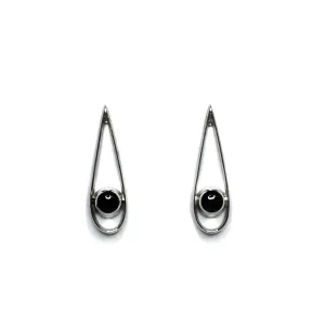 Onyx Round Inlaid Tear Drop Shape Earrings