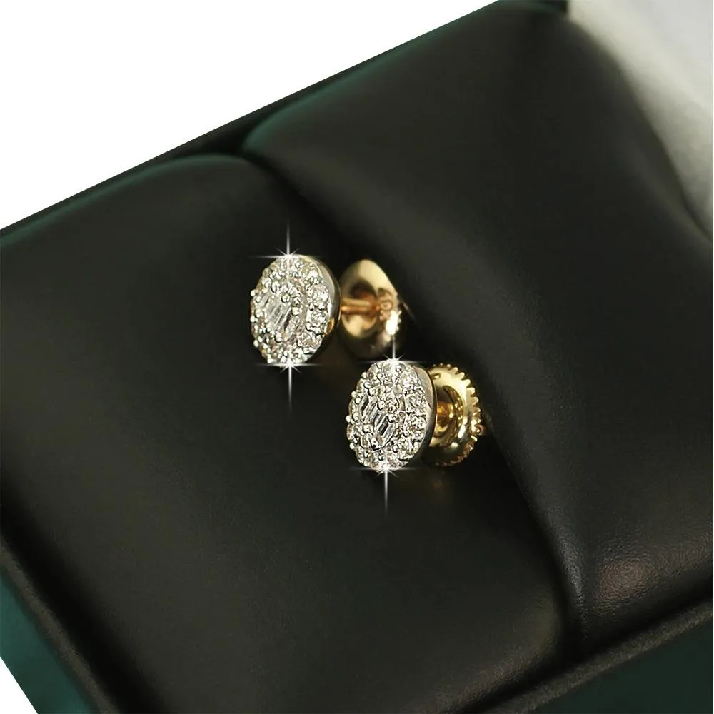 Oval Baguette Diamond Earrings .33cttw 10K Yellow Gold