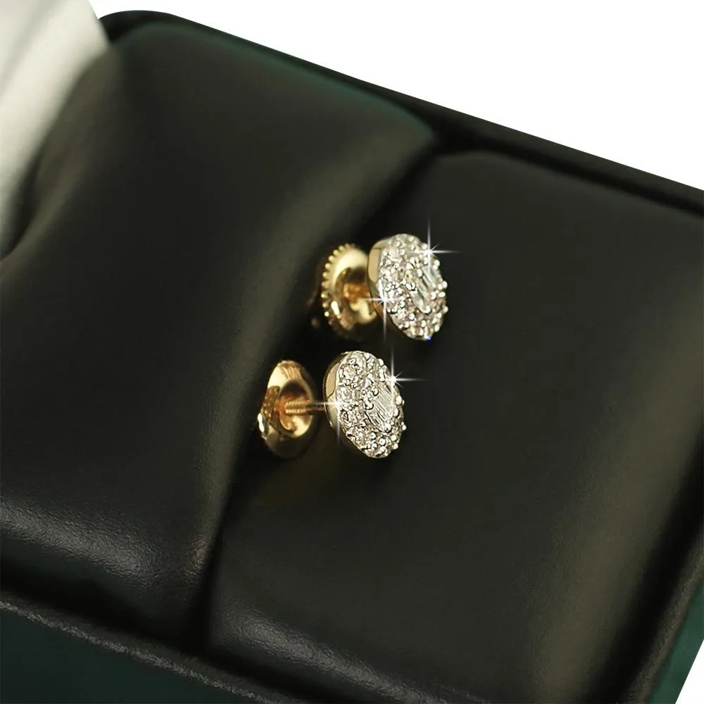 Oval Baguette Diamond Earrings .33cttw 10K Yellow Gold