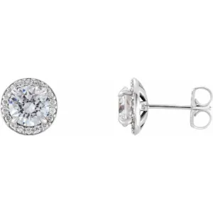 Platinum 1 1/5 CTW Natural Diamond Halo-Style Earrings