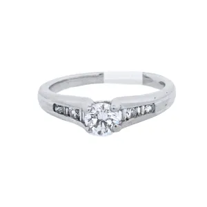 Platinum Round Diamond 0.50Ct Contemporary Engagement Ring