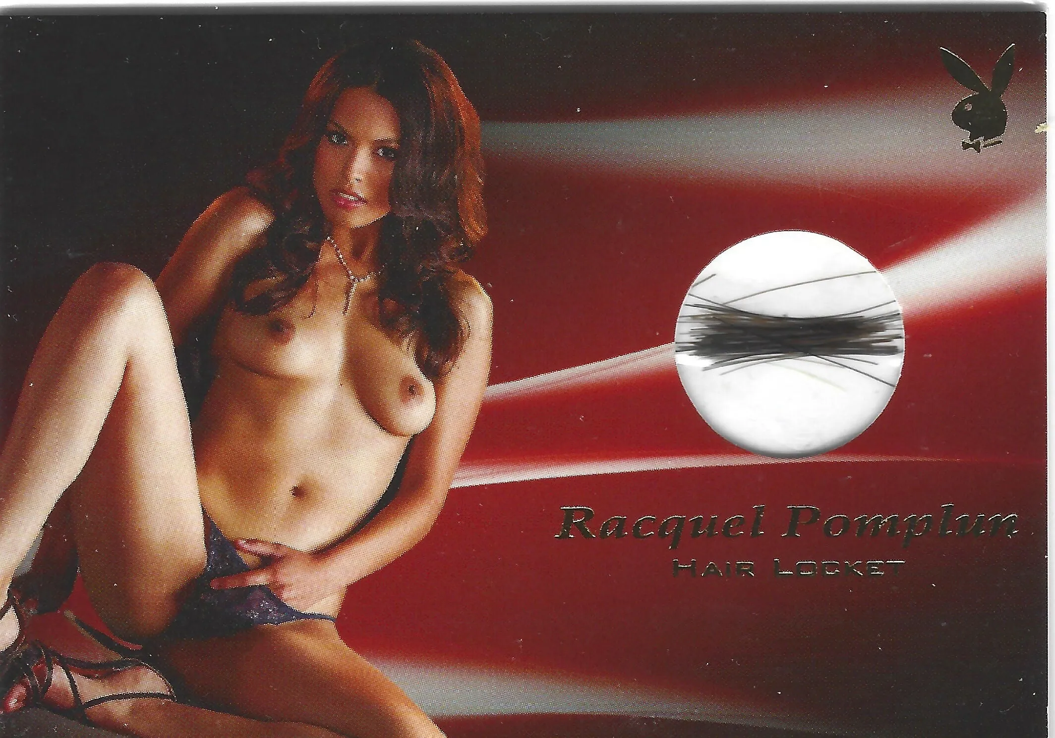 Playboy Centerfold Update 7 Raquel Pomplun Spotlight Hair Locket Memorabilia Card