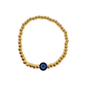 Polly Evil Eye Gold Beaded Stretch Bracelet