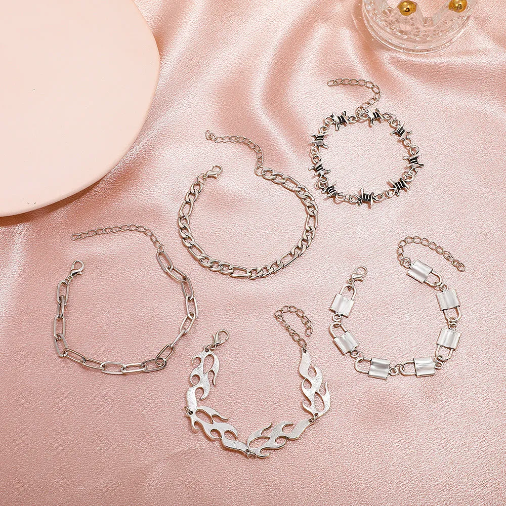 Punk Exaggerated Thick Chain Bracelet Set