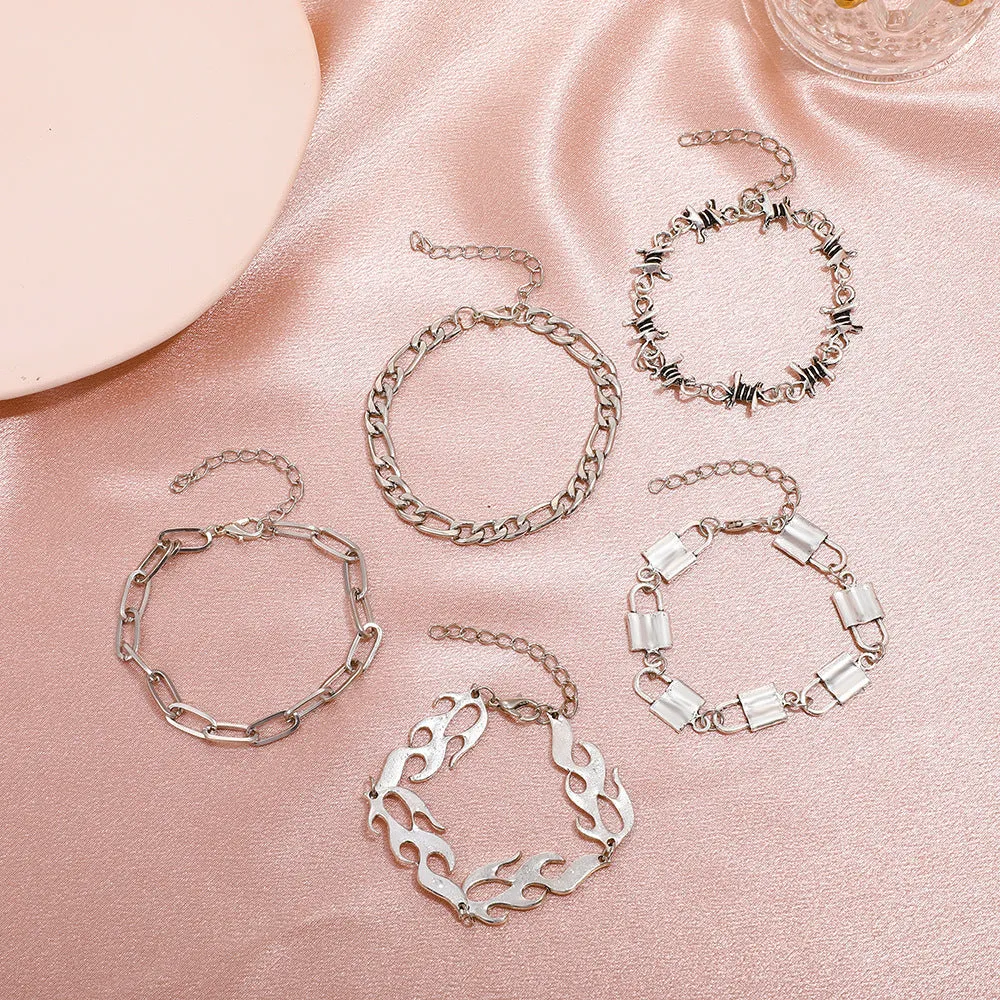 Punk Exaggerated Thick Chain Bracelet Set