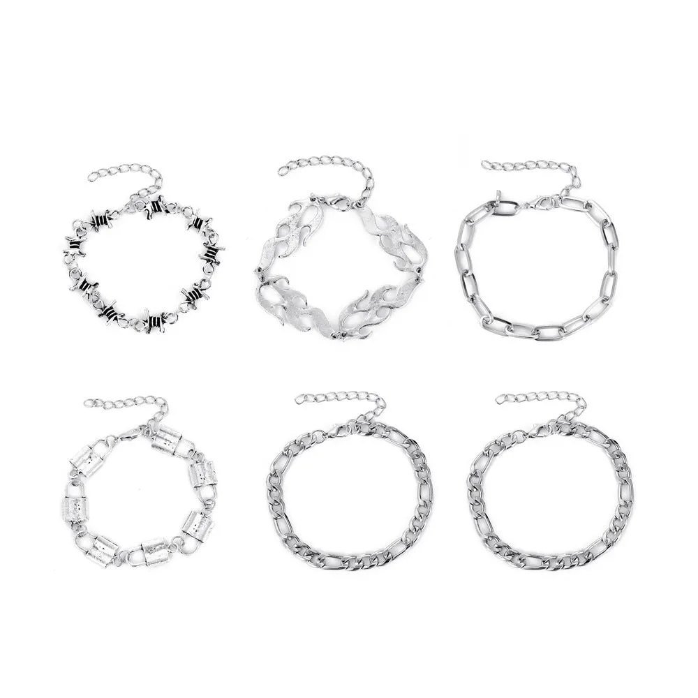 Punk Exaggerated Thick Chain Bracelet Set