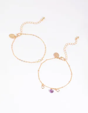 Purple Chain Bracelet Set