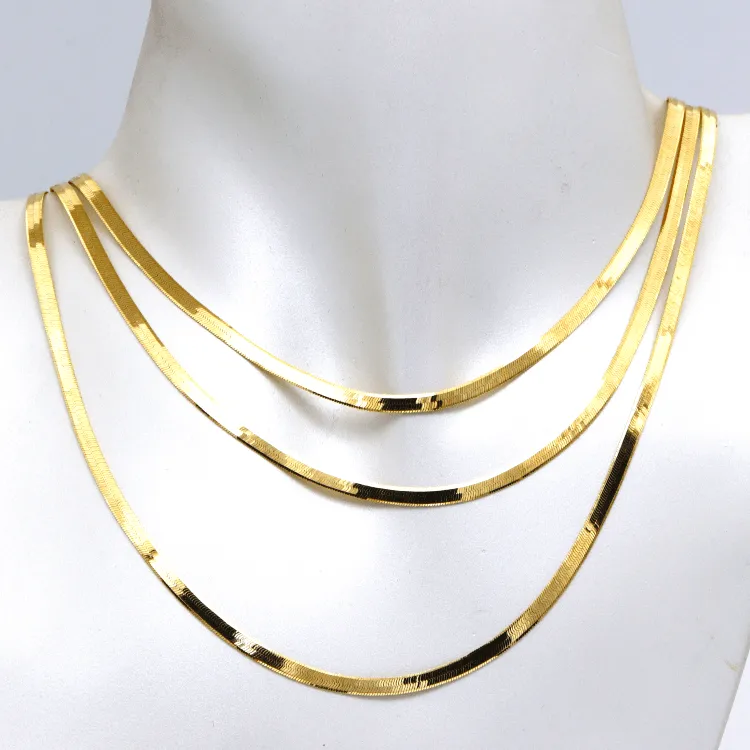 Real Gold Omega Snake Herringbone Belt Chain Necklace 0707 (45 C.M) CH1226