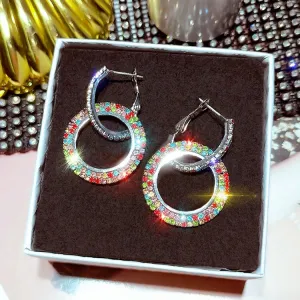 Rhinestone Double Hoop Earrings