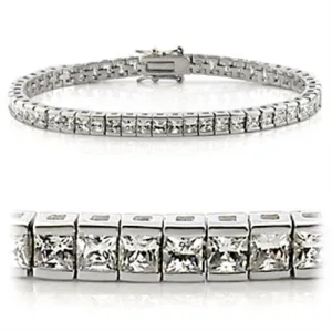 Rhodium Brass Bracelet with AAA Grade CZ in Clear for Women Style 47102