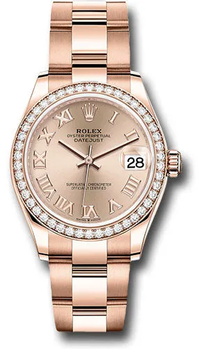 Rolex Everose Gold Datejust 31 Watch - Diamond Bezel - RosŽ Roman Dial - Oyster Bracelet 278285RBR rsro