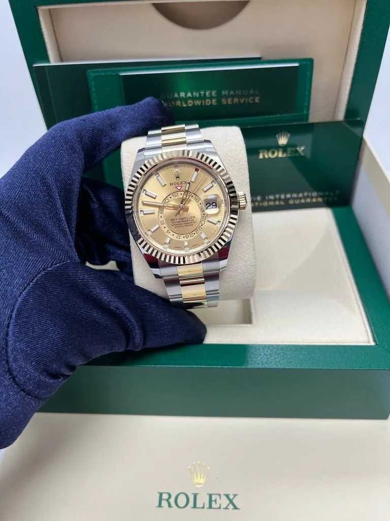 Rolex Sky-Dweller Two-Tone Stainless Steel - Yellow Gold Champagne Index Dial - Oyster Bracelet (Ref# 326933)