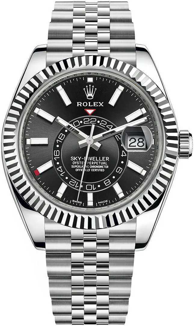 Rolex White Rolesor Sky-Dweller Black Index Dial  Jubilee Bracelet (Ref# 326934)