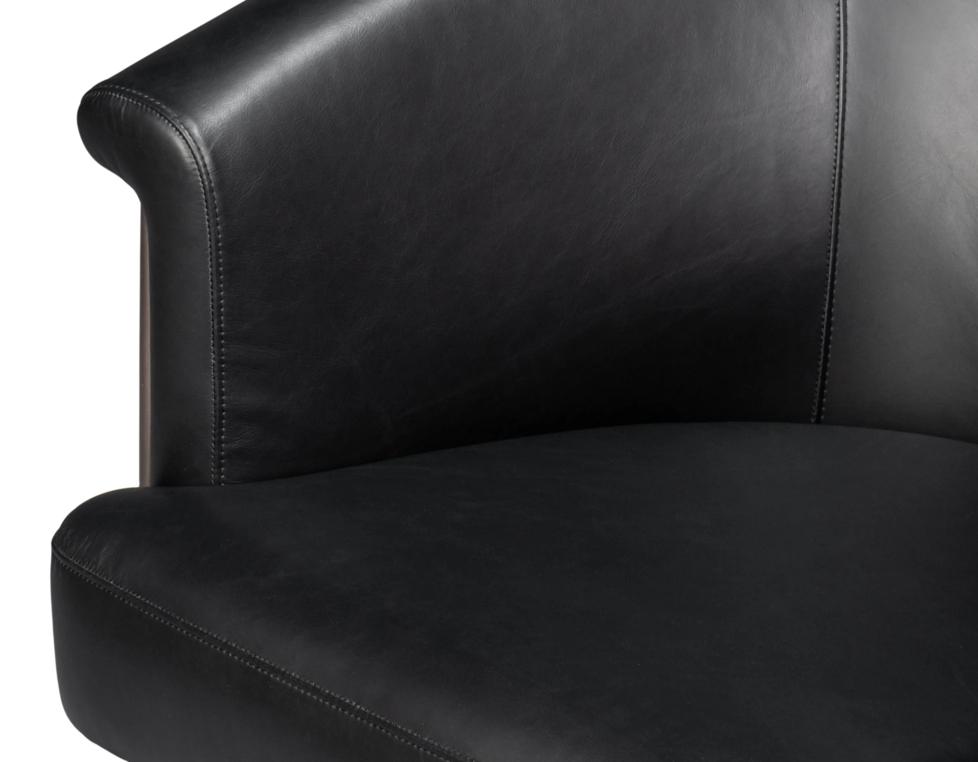 Sarreid - Nagel Distilled Leather Chair Onyx Black - Black - Contemporary