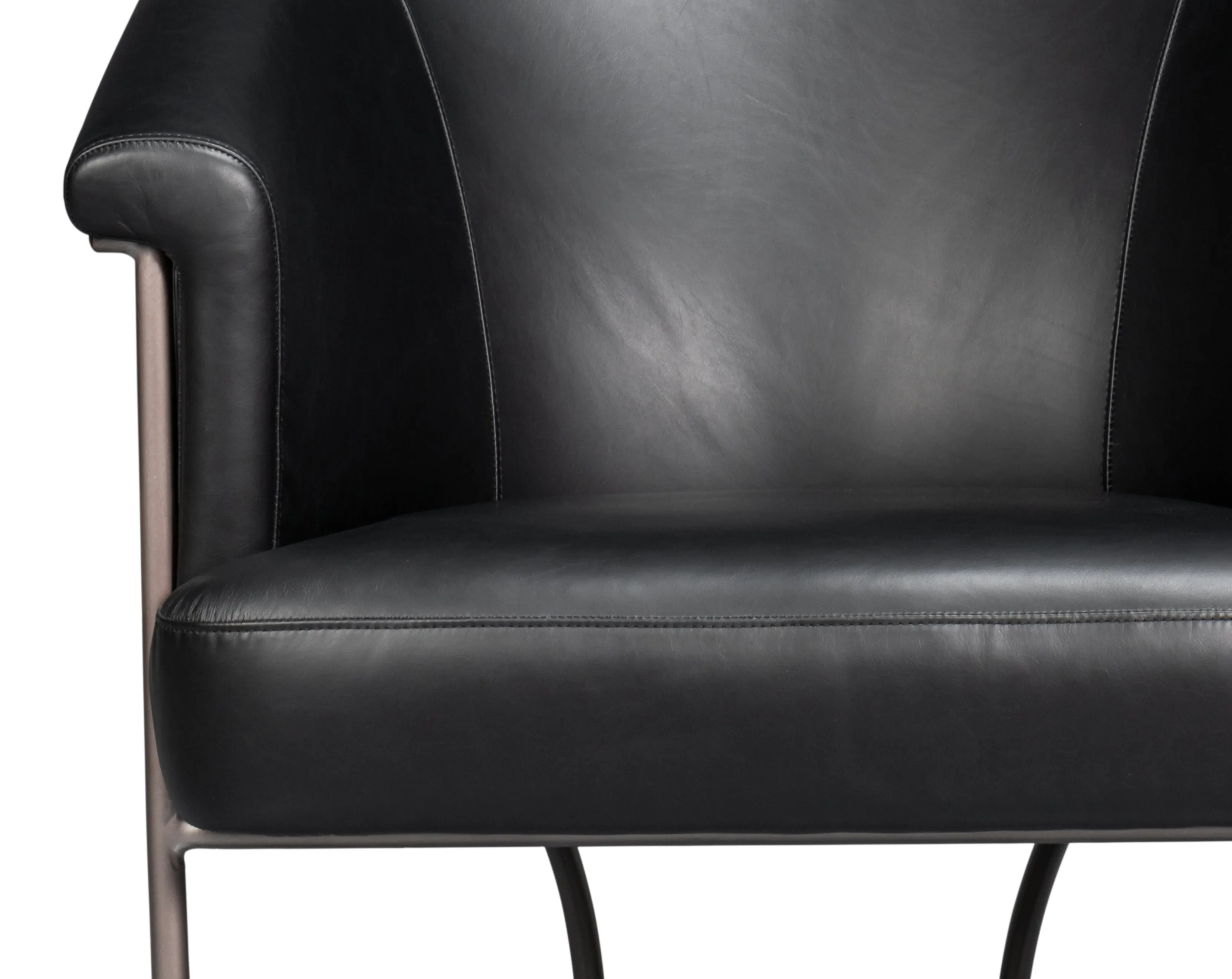 Sarreid - Nagel Distilled Leather Chair Onyx Black - Black - Contemporary