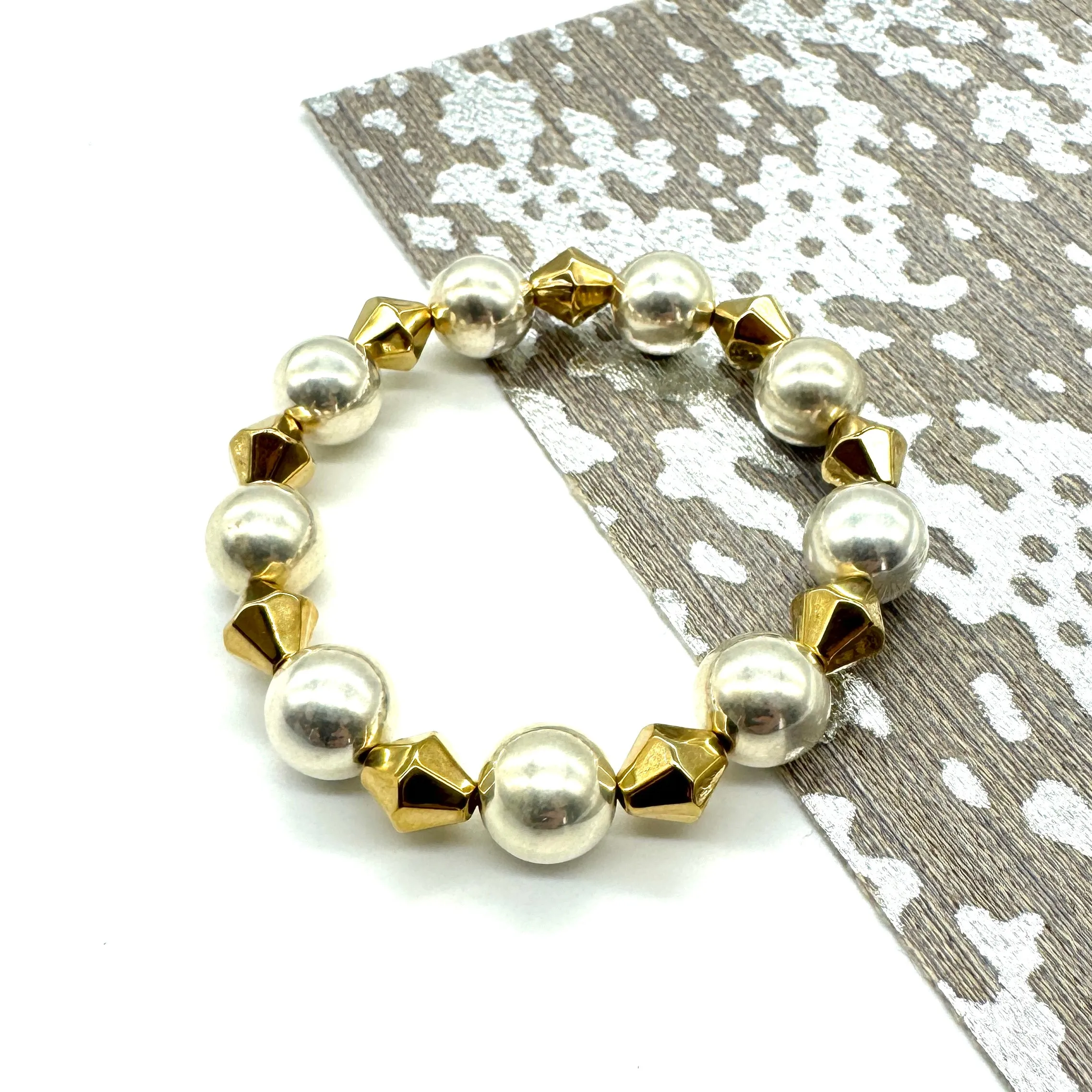 Silver & Gold Mixed Statement Stretch Bracelet