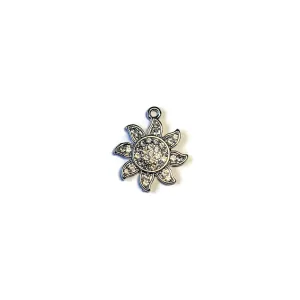 Silver CZ Pave Celestial Sun Charm