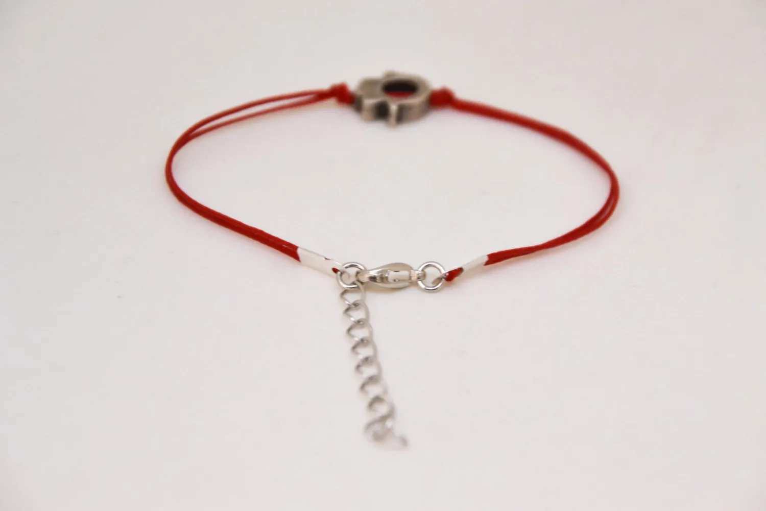 Silver Hamsa charm bead, red bracelet, Kabbalah bracelet