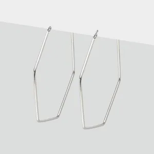 Silver Hexagon Oversized Hoop Earrings