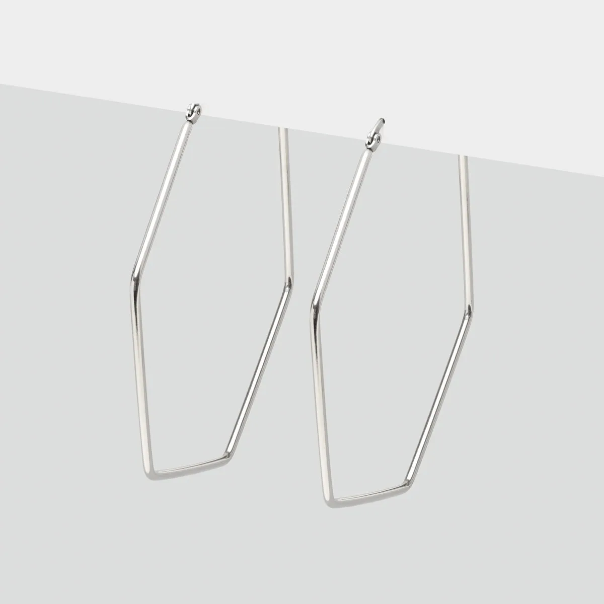 Silver Hexagon Oversized Hoop Earrings