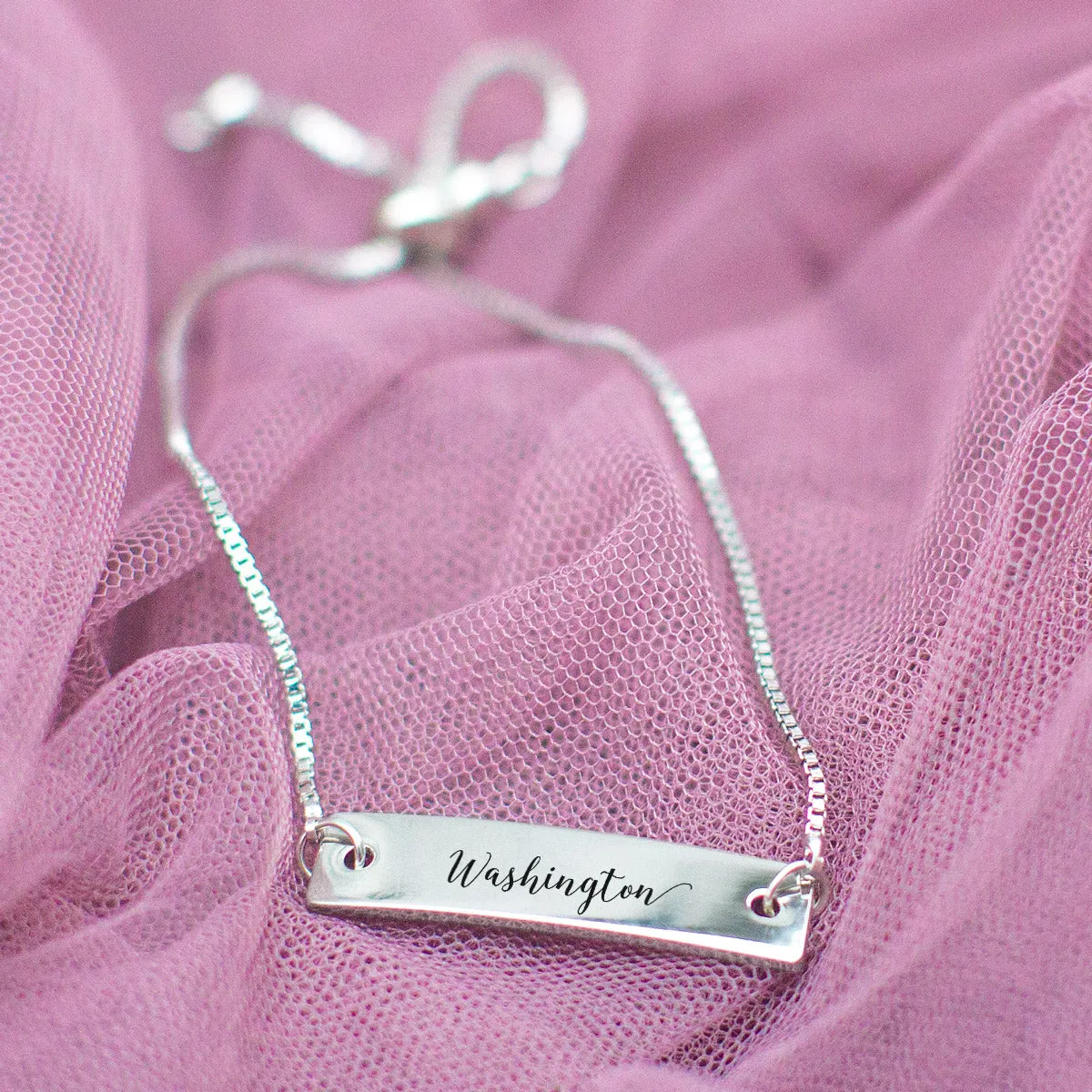 Silver Washington Adjustable Bar Bracelet