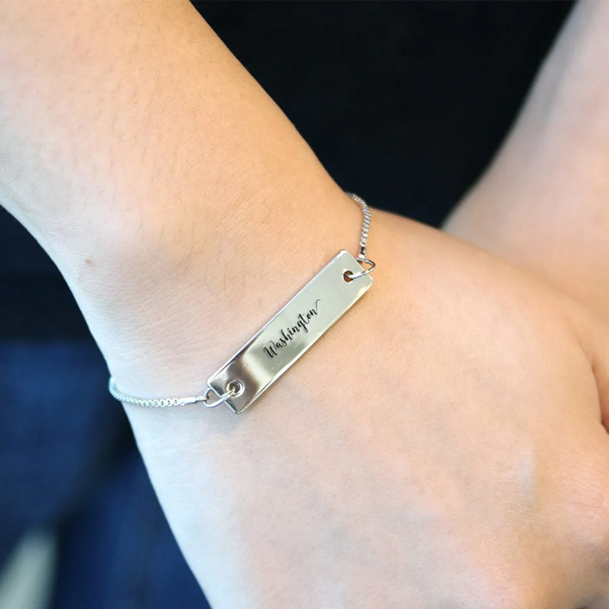 Silver Washington Adjustable Bar Bracelet