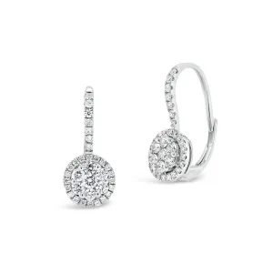 Small Diamond Round Cluster Lever-Back Earrings