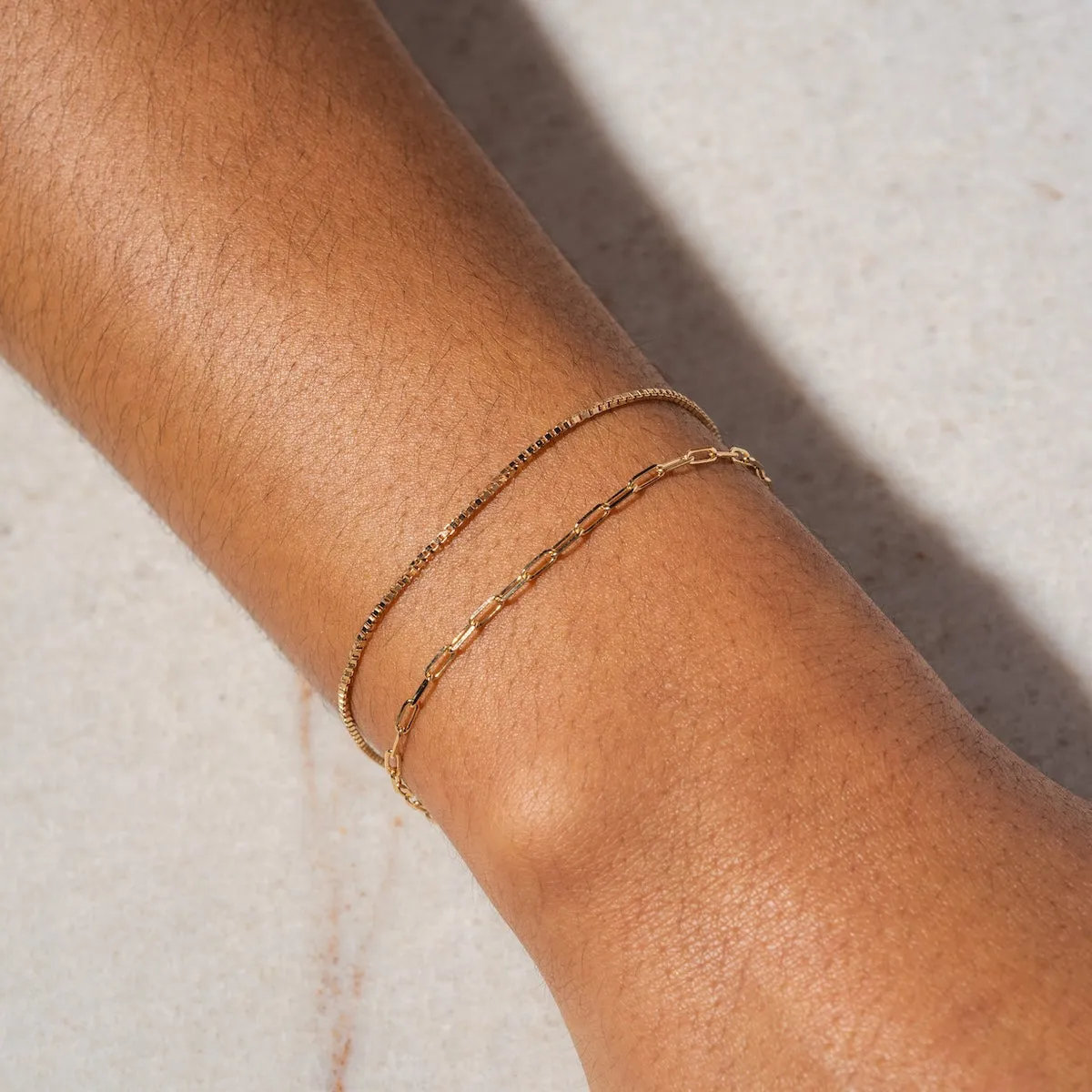 Solid Gold Box Chain Bracelet