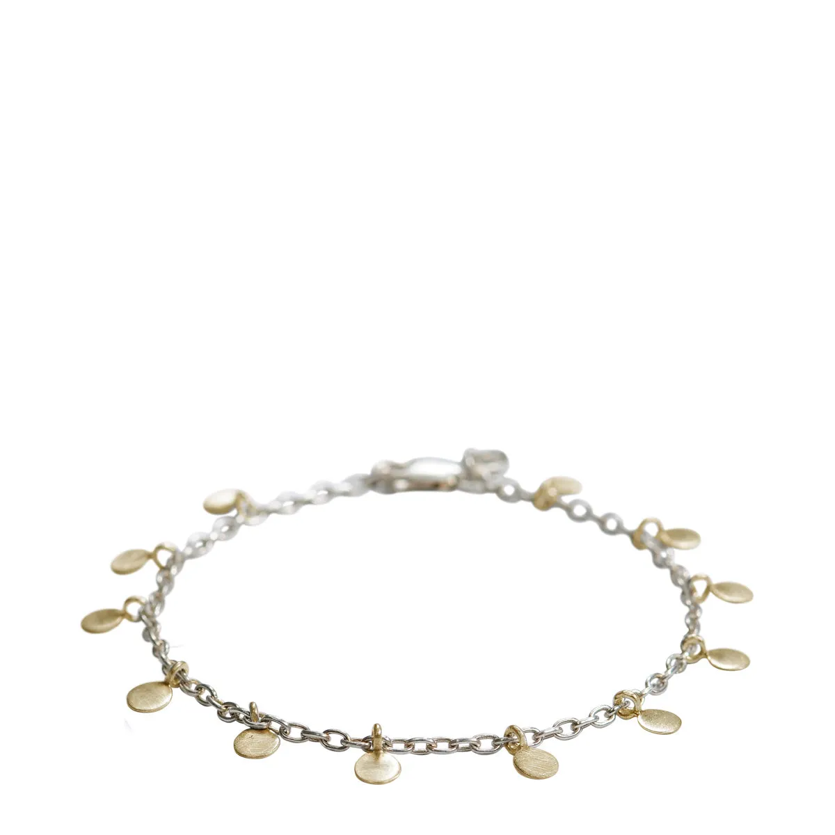 Sterling Silver & 10K Gold Medium Disc Bracelet