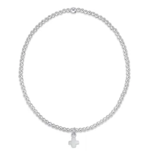 Sterling Silver - Classic 2mm Bead Bracelet - Signature Cross Small Charm