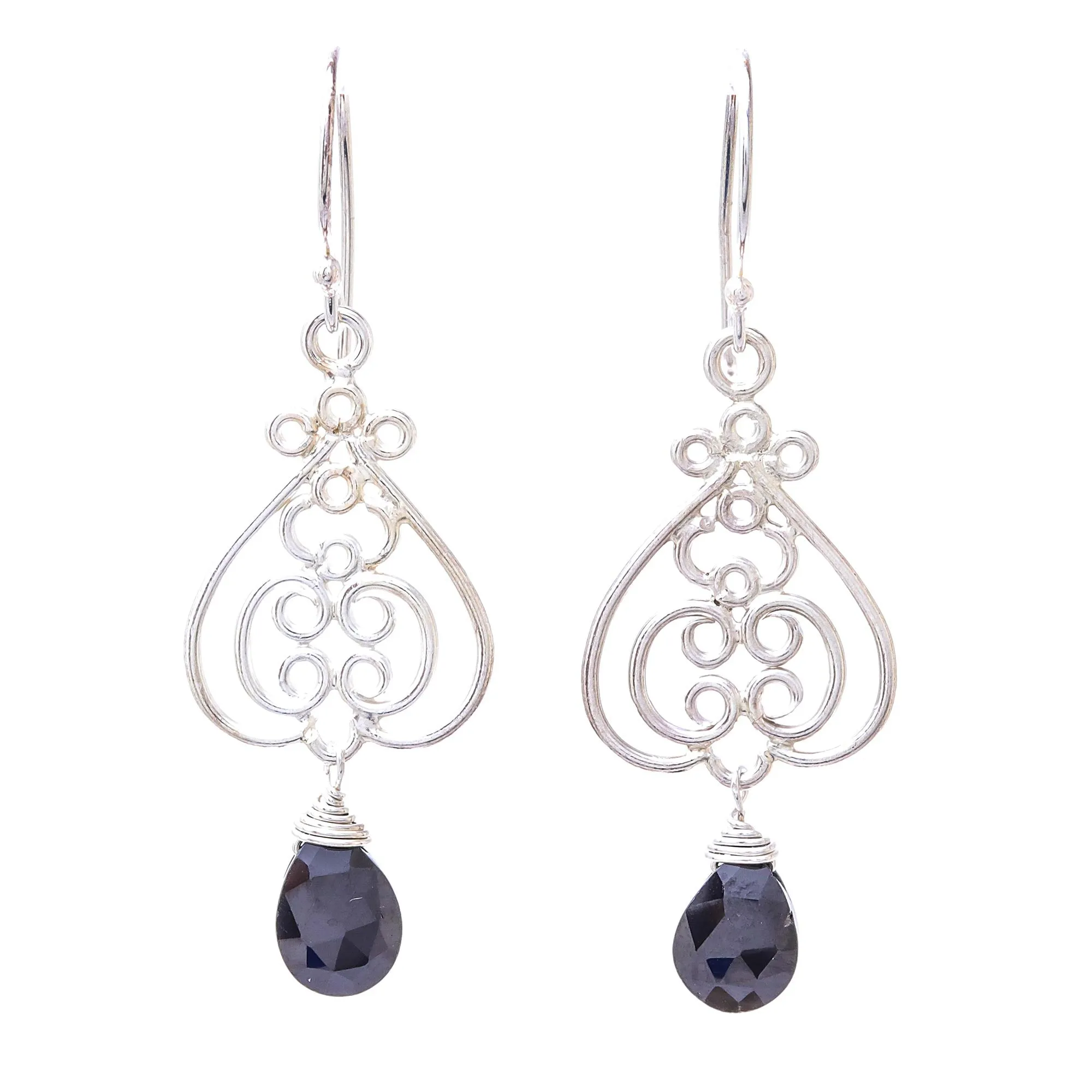 Swirl Pattern Onyx Dangle Earrings Crafted in Thailand - Swirling Beauty | NOVICA