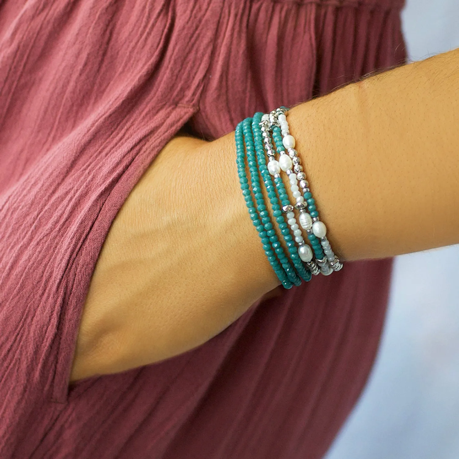 teal mini stretch bracelet wrap