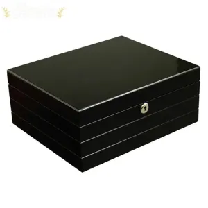 The Onyx High Gloss Black Desktop Cigar Humidor