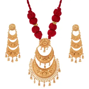 Two Steps Chandbali Locket With Matching Earrings