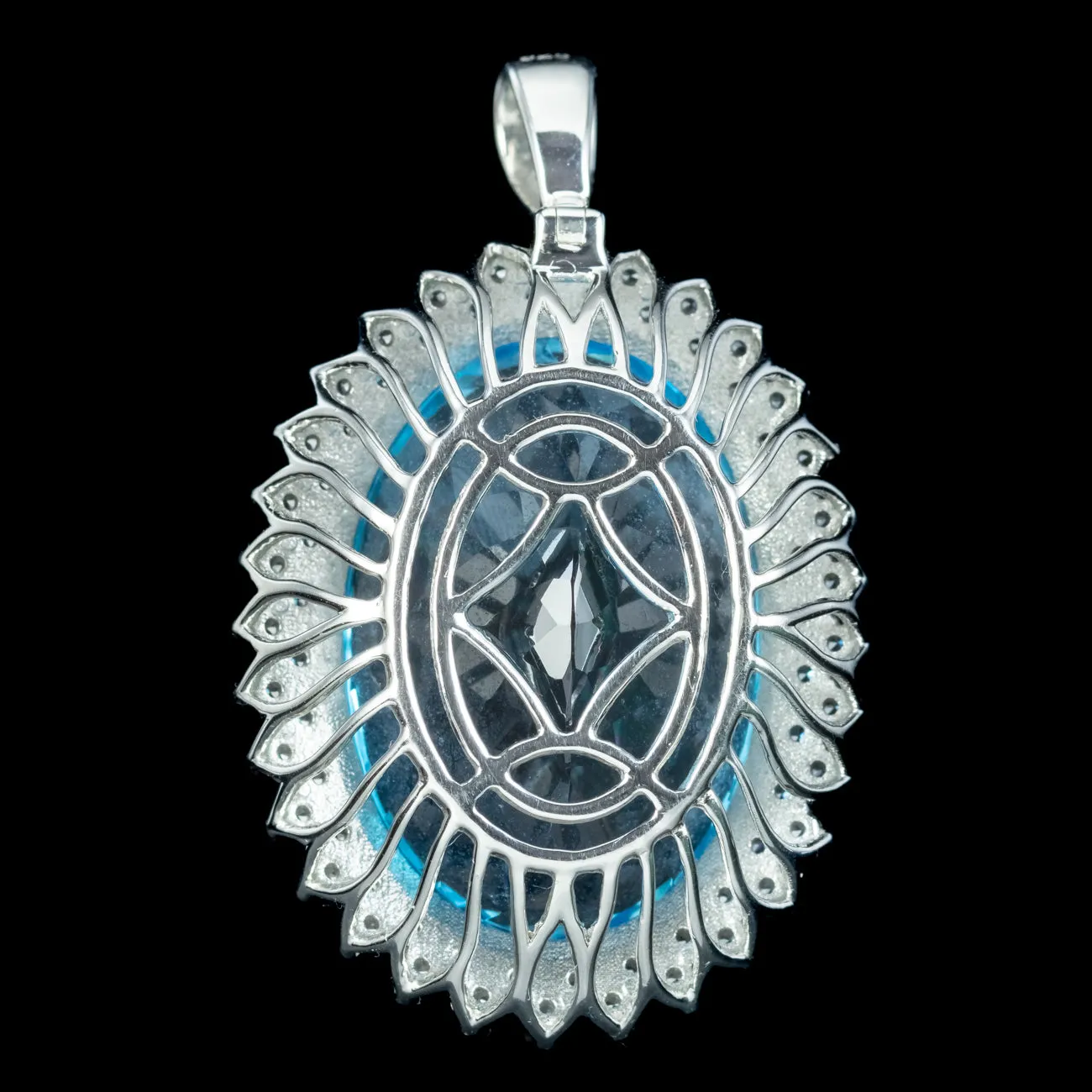 Vintage Blue Topaz White Zircon Pendant 47ct Topaz