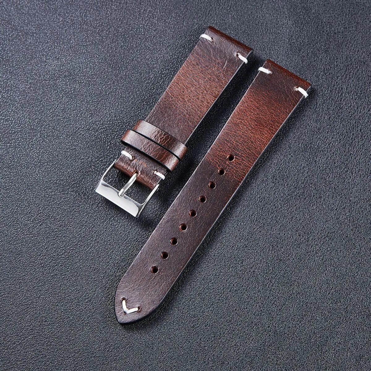 Vintage Oiled Leather Watch Straps Compatible with the Ticwatch E & C2