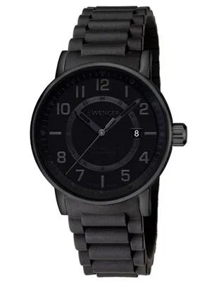 Wenger Attitude Outdoor Mens Watch - Black Out - Black Silicone Strap - Date